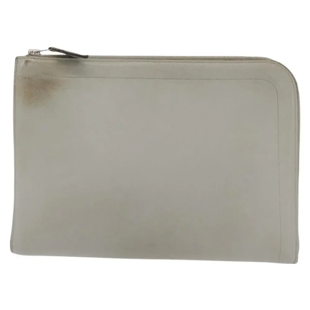 Hermes Zip Tablet Clutch Bag Epsom Gray